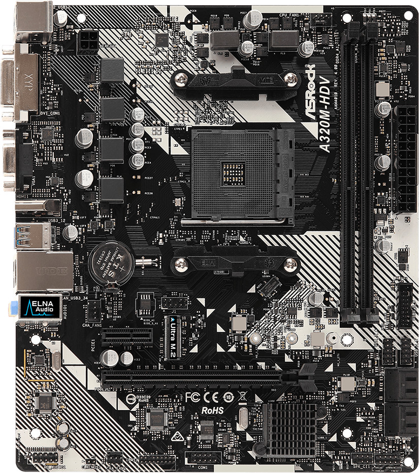 For Asrock A320M-HDV R4.0 Motherboard DDR4 AMD A320/AM4 Socket 32GB  M-ATX