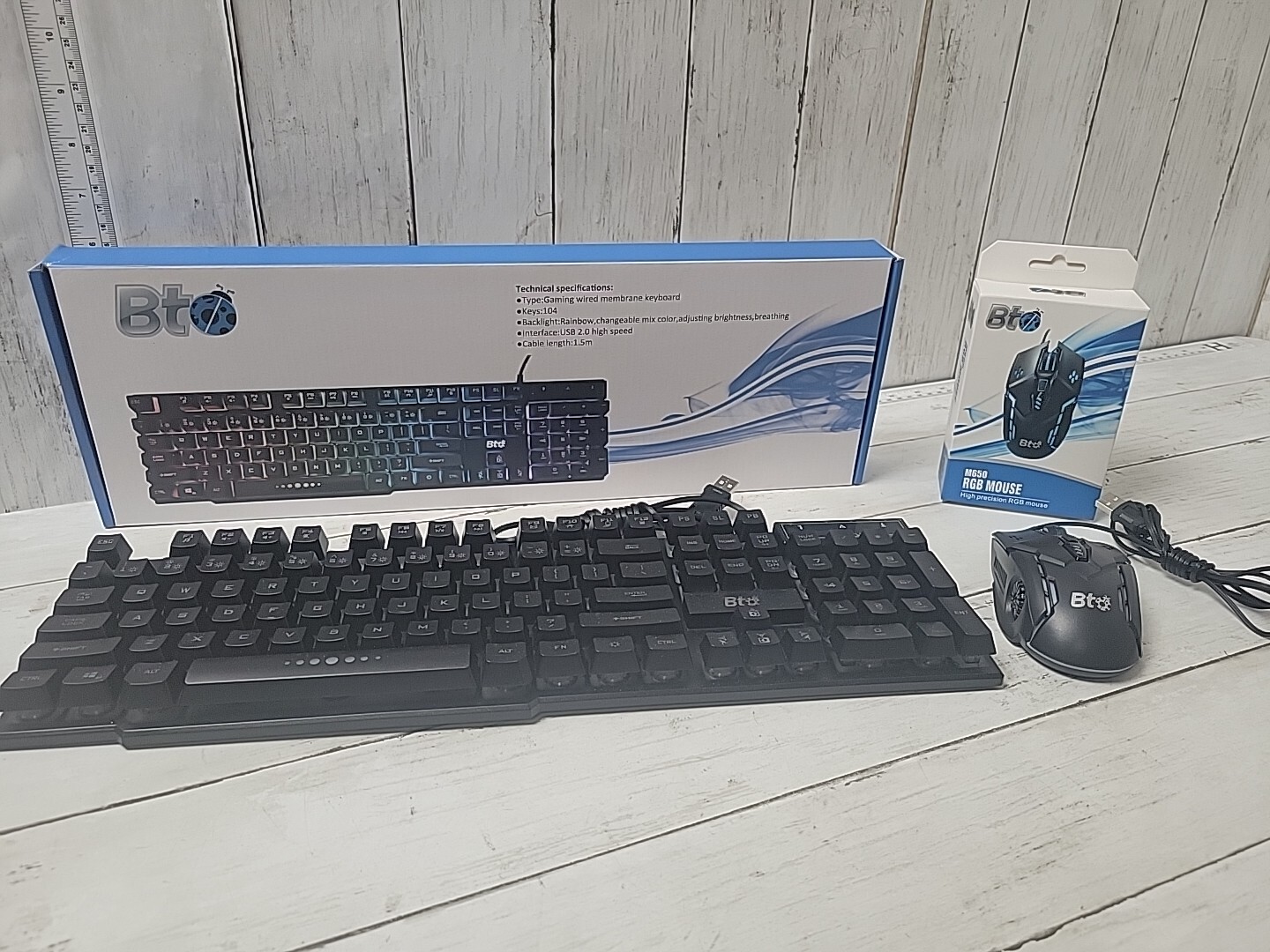 BTO Light Up Gaming Wired  Membrane Keyboard And M650 RGB Mouse 