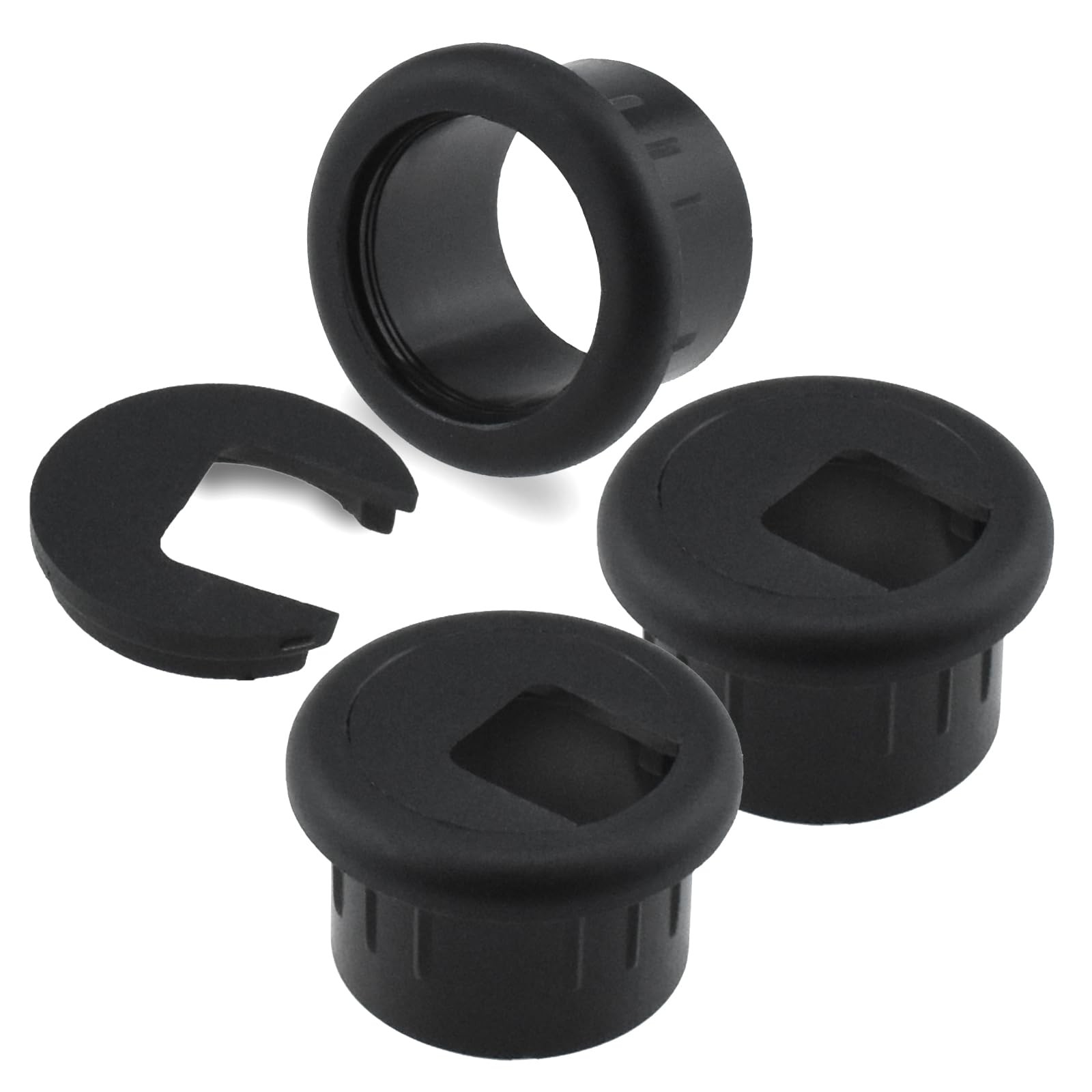 SDTC Tech 3-Pack 1 inch Desk Hole Wire Grommet Black Plastic 3 pack, 25mm
