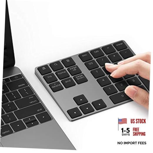 Bluetooth Number Pad, Aluminum Rechargeable Wireless Numeric Bluetooth - Black