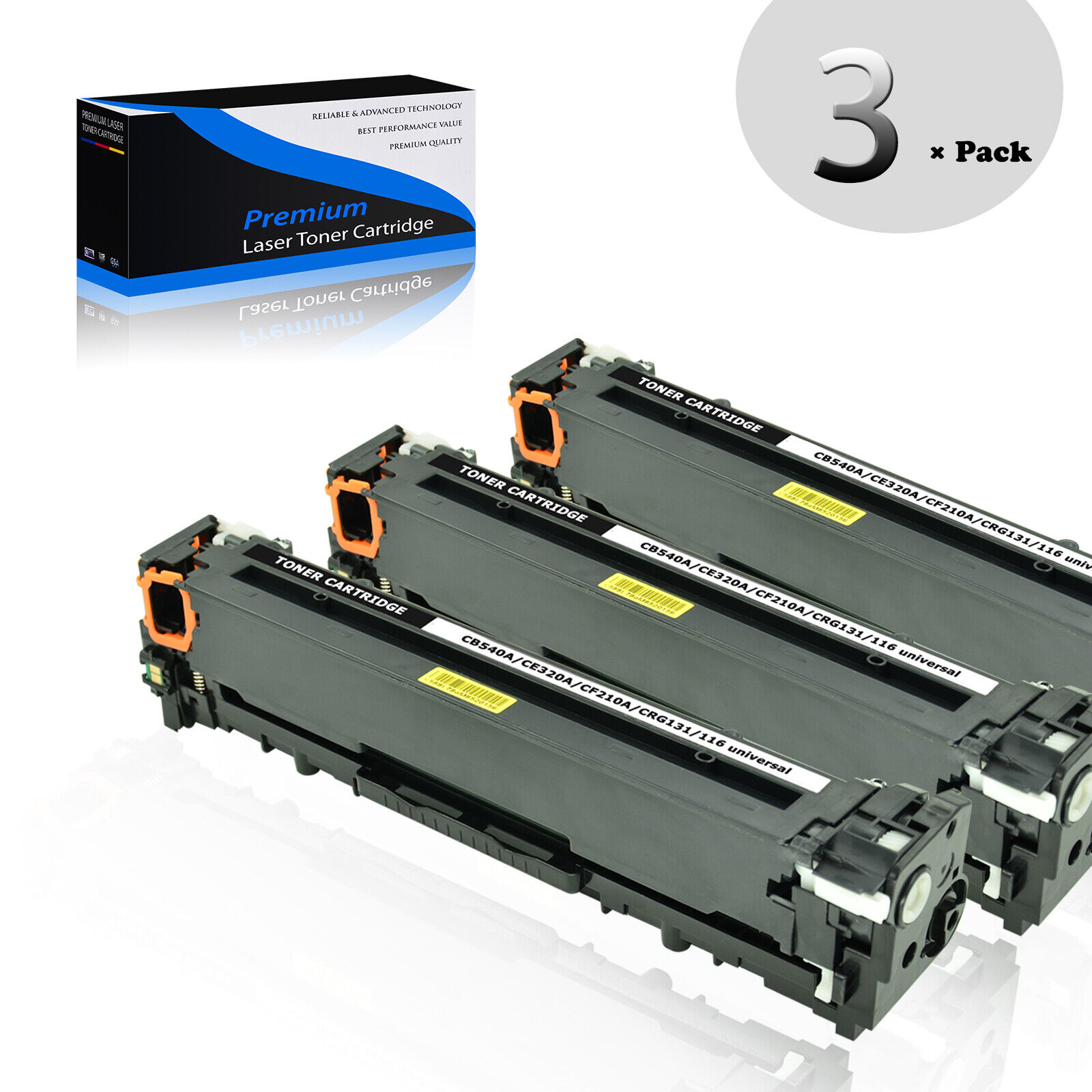 3PK Toner Cartridge Black For HP 128A CE320A COLOR LASERJET PRO CP1525NW Printer