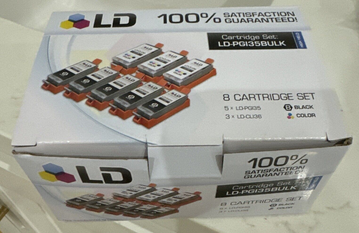 NIB: LD-PGI35BULK High Yield Ink Cartridge Set Of 8- 5 Black X 3 Color(LD-CLI36)