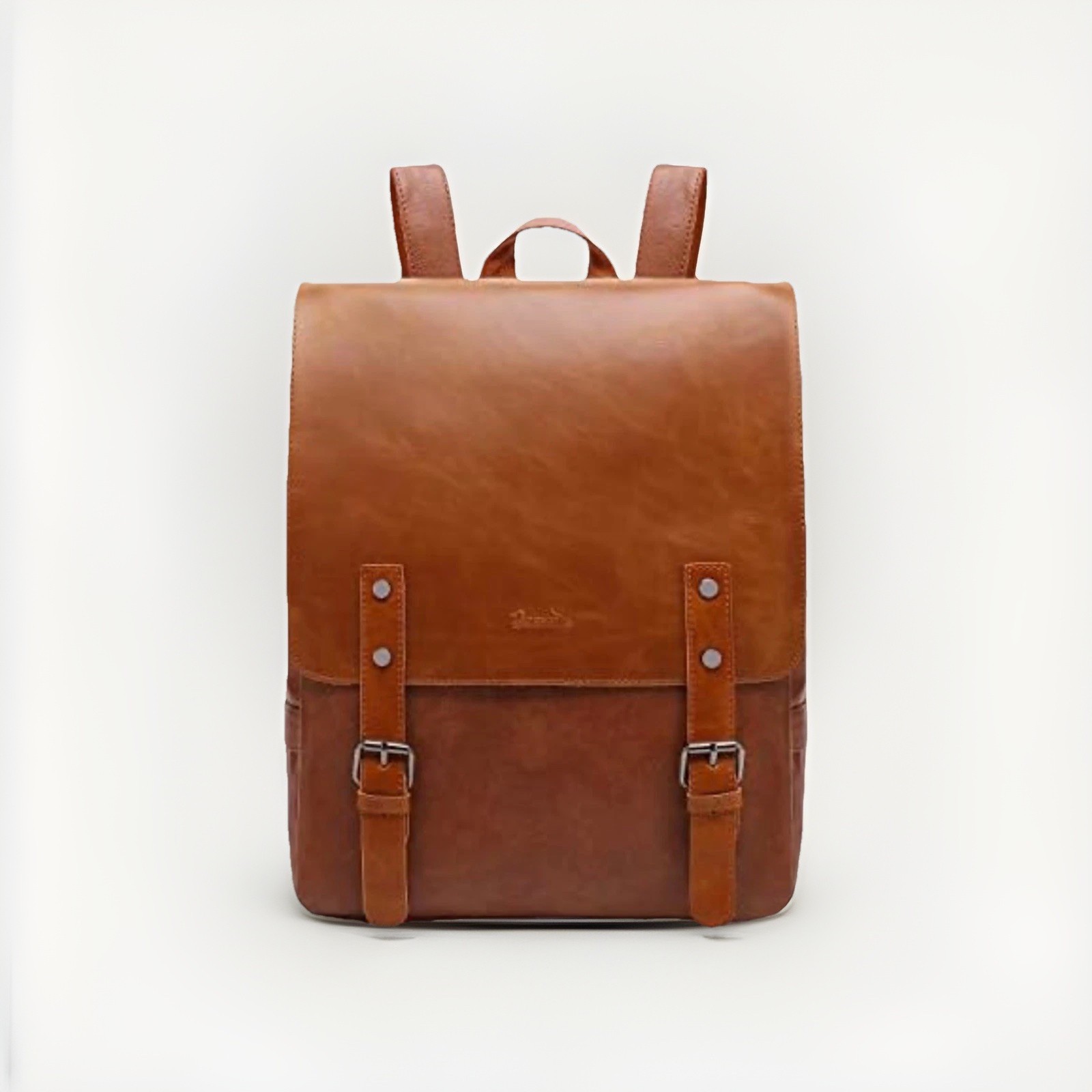 Zebella Vintage Brown Faux Leather Backpack 14" College Travel Bag Mens Womens