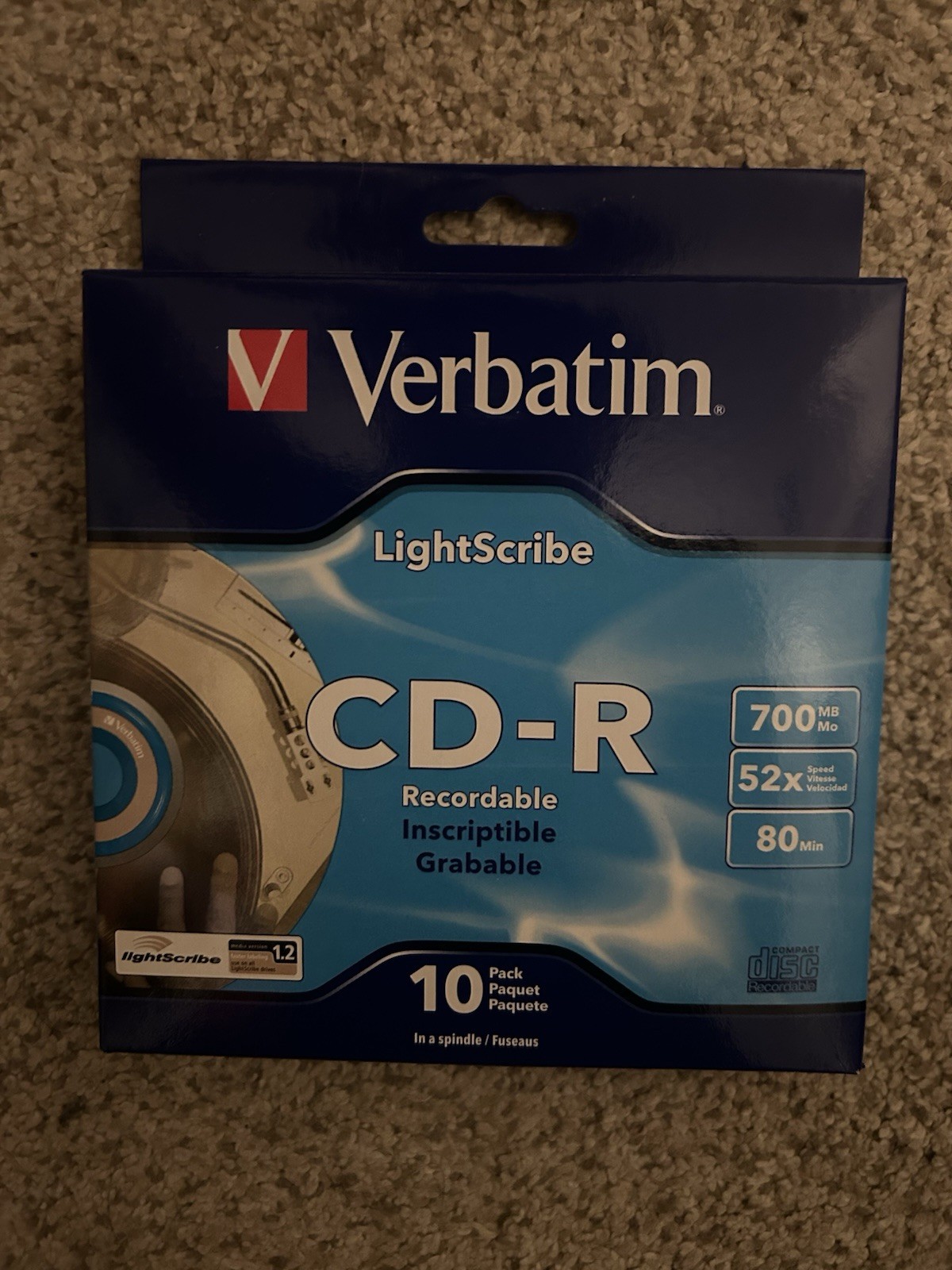 Lightscribe VERBATIM 52X CD-R  700MB 80min 10 (ten) Pack - New In Box