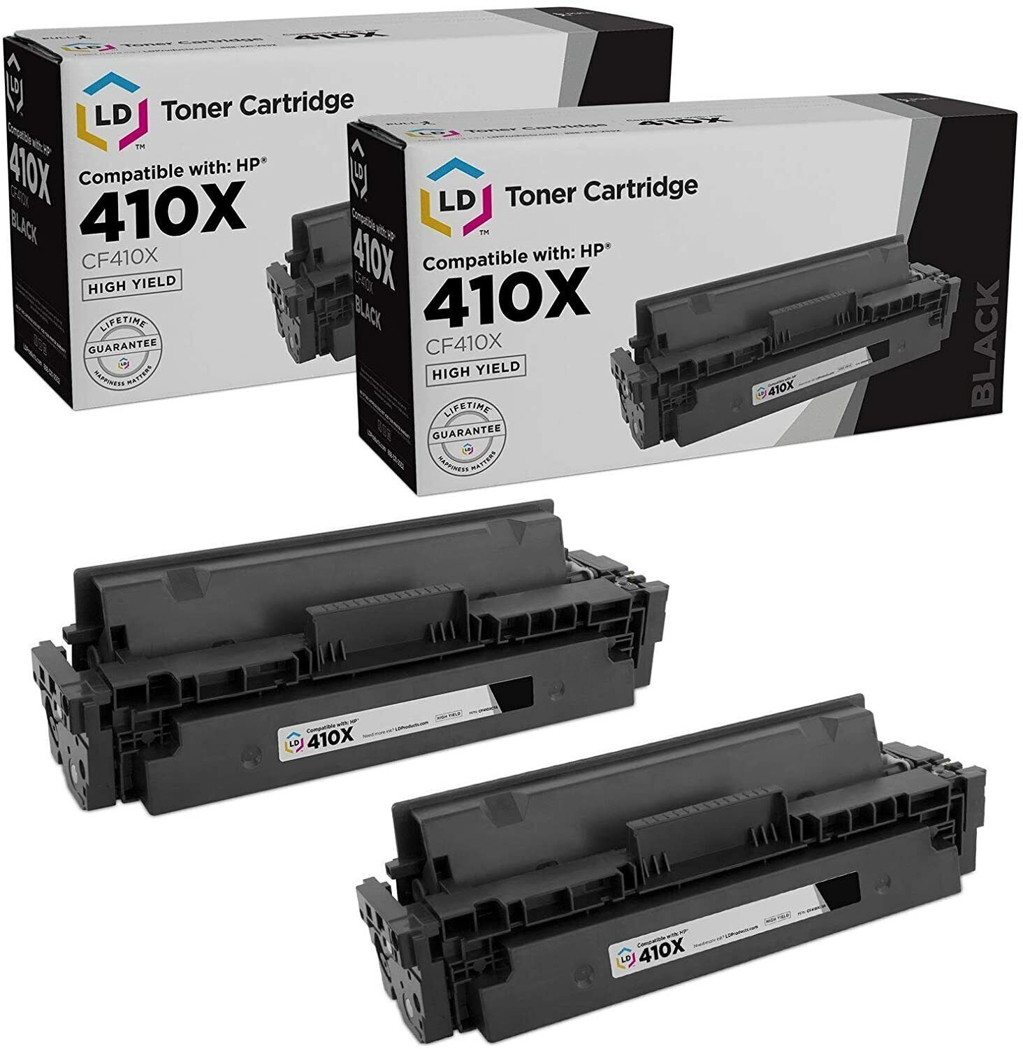 LD Products Compatible Replacements HP 410X/CF410X 2PK HY Black Toner Cartridges