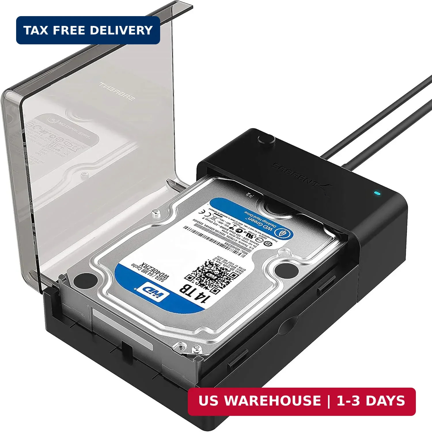 USB 3.0 to SATA External Hard Drive Lay-Flat Docking Station for 2.5 or 3.5in HD