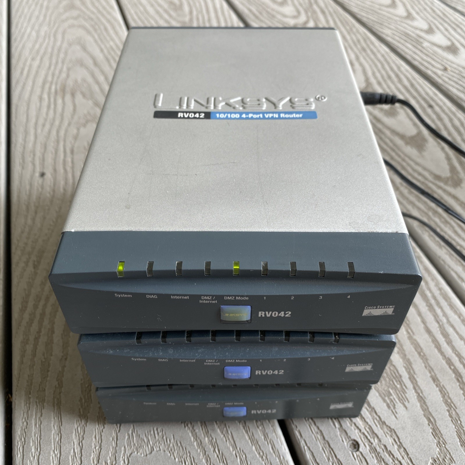 Lot of 3 Cisco Linksys RV042 Dual WAN VPN Routers w/ Power Adapters Tested