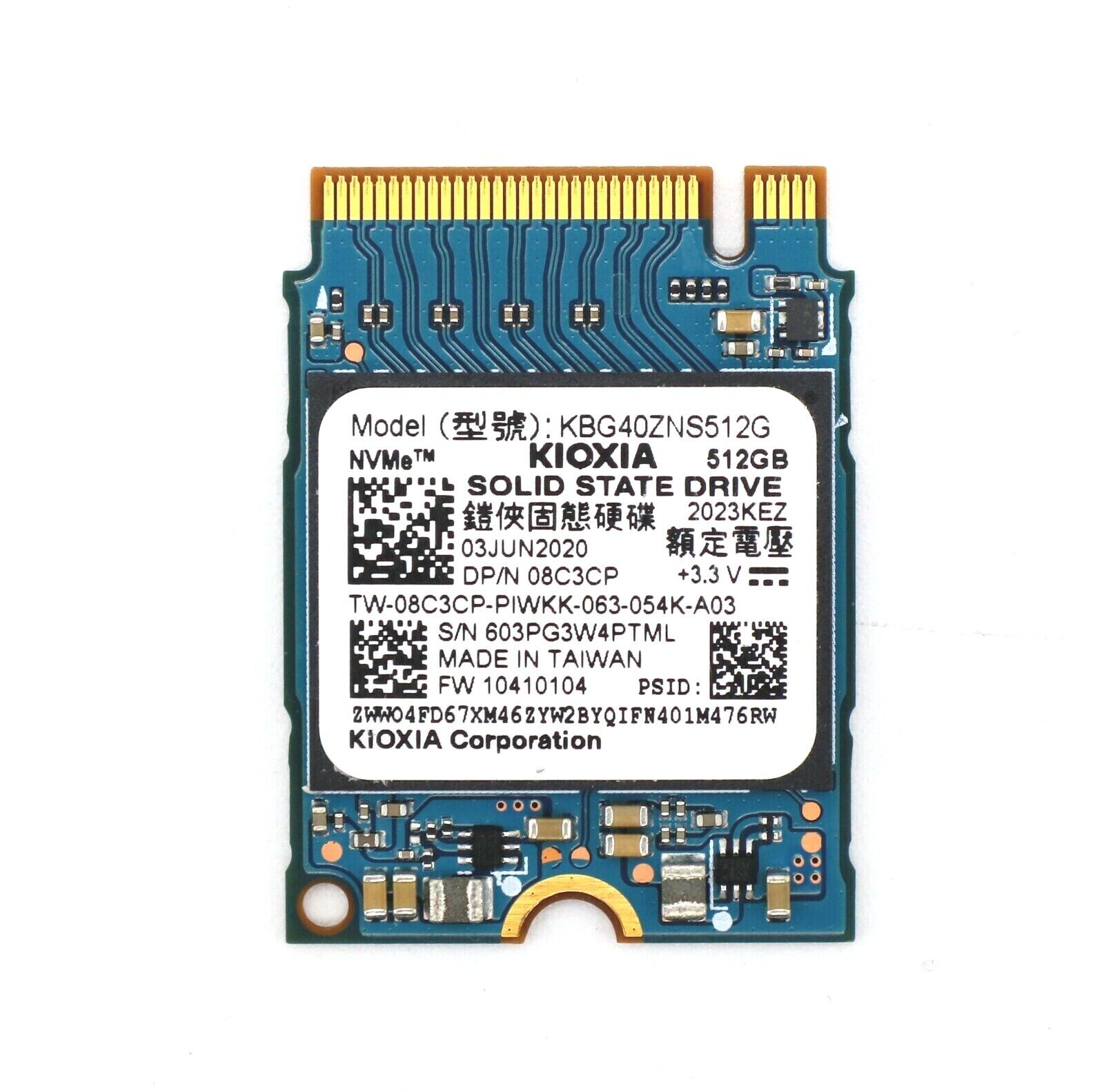 Kioxia BG4 512GB 2230 M.2 NVMe PCIe SSD Solid State KBG40ZNS512G Dell 8C3CP