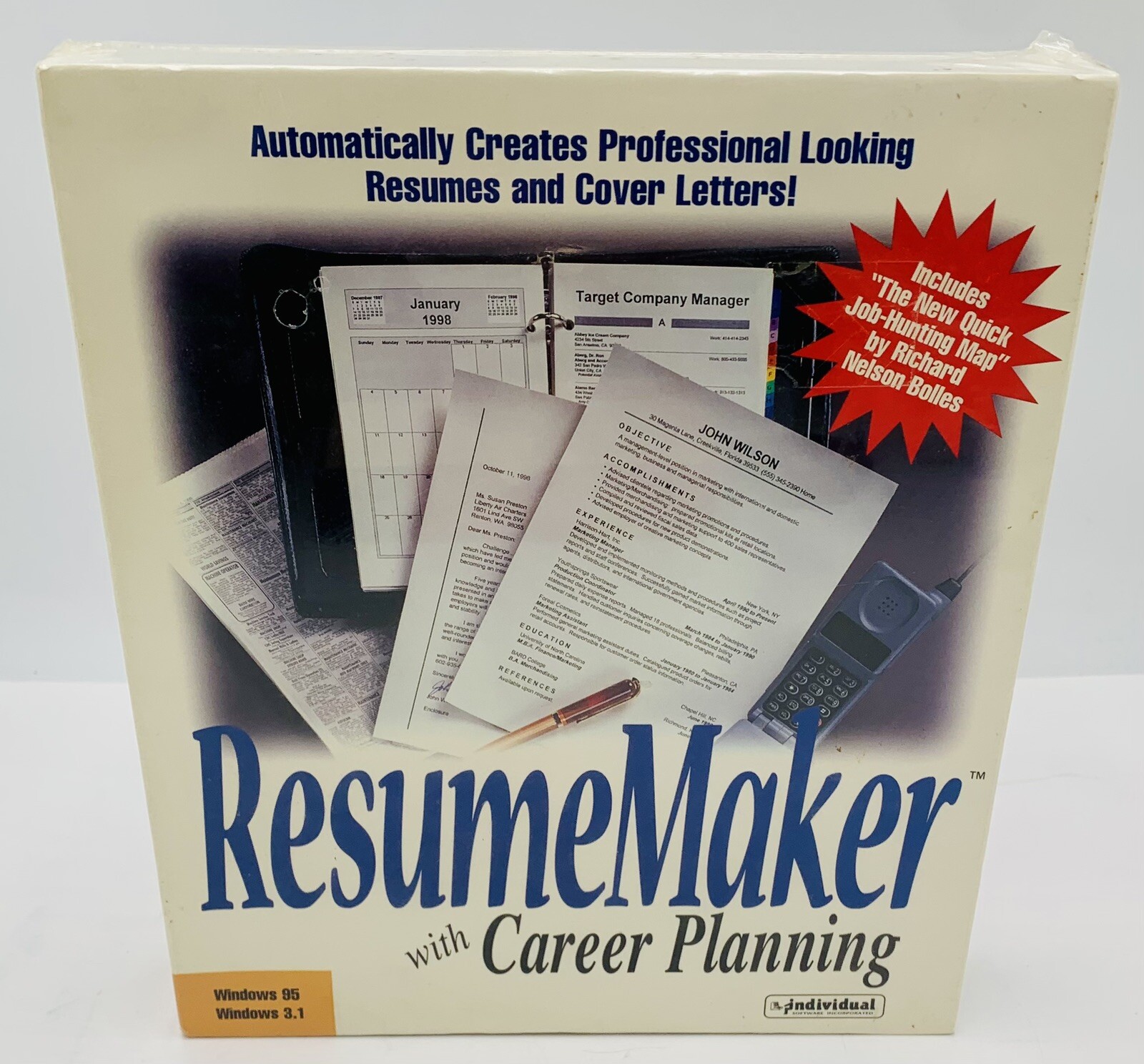 Resume Maker With Career Planning-3 1/2 Discs Windows 95 Windows 3.1 Vintage NOS