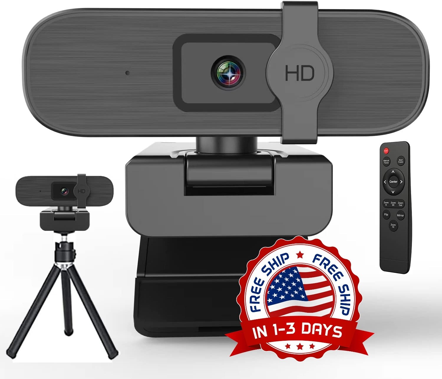 Cámara web 4K para PC, zoom automático, control remoto con micrófono, negro NEW