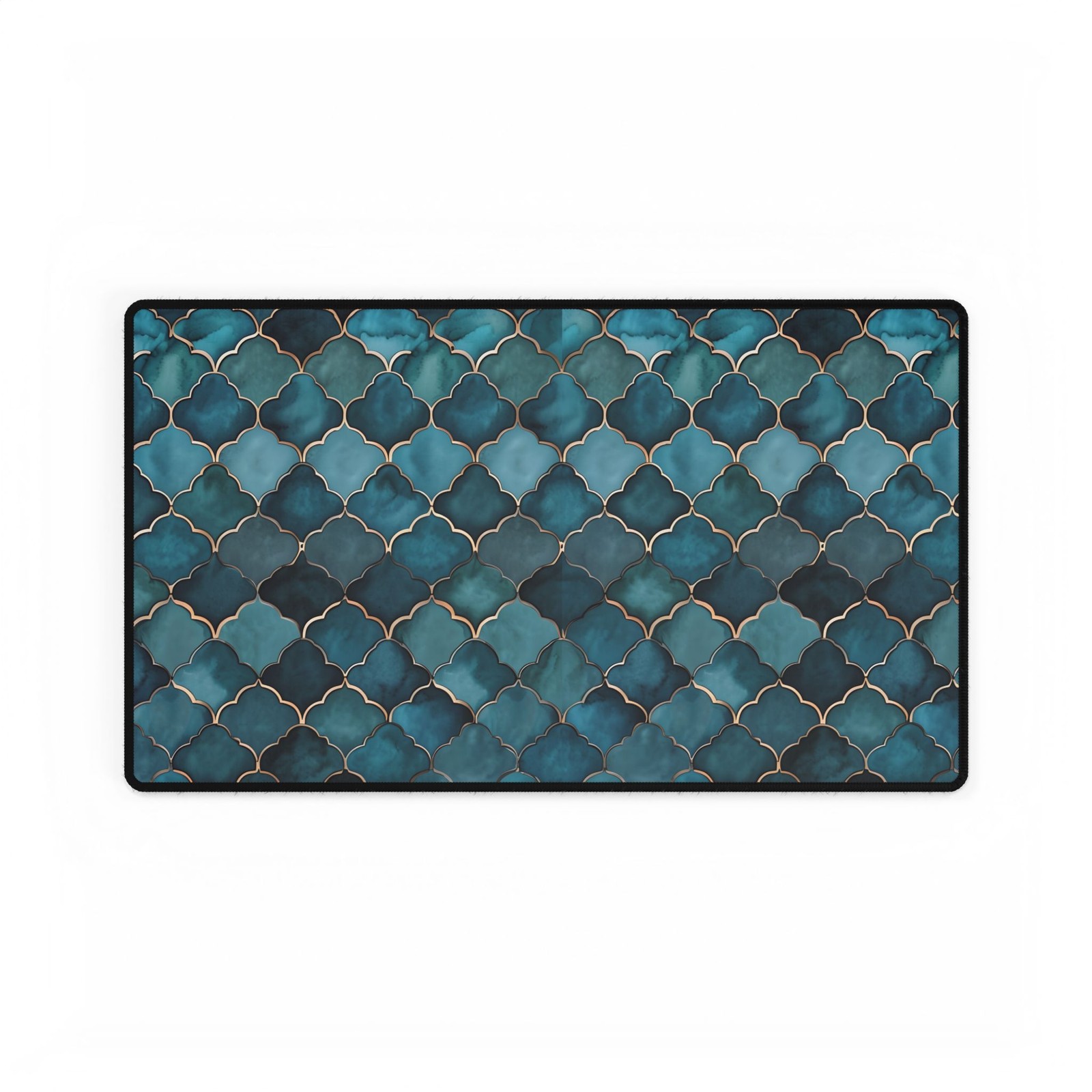 Teal Marble Moroccan Tile Desk Mat | Large Mouse Pad