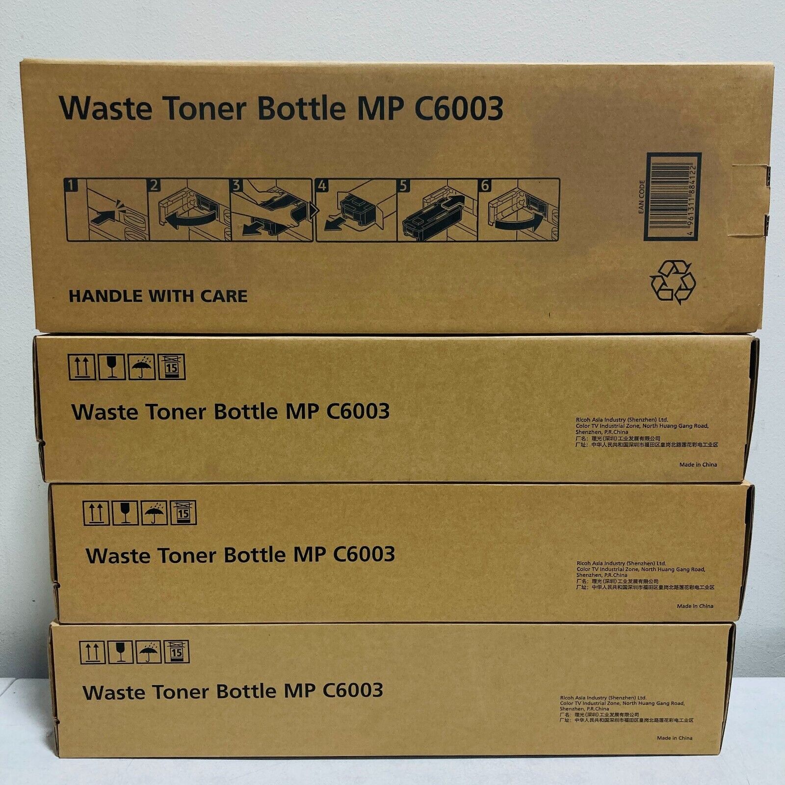 4 Boxes of Ricoh MP C6003 Waste Toner Bottles GENUINE-FREE SHIPPING