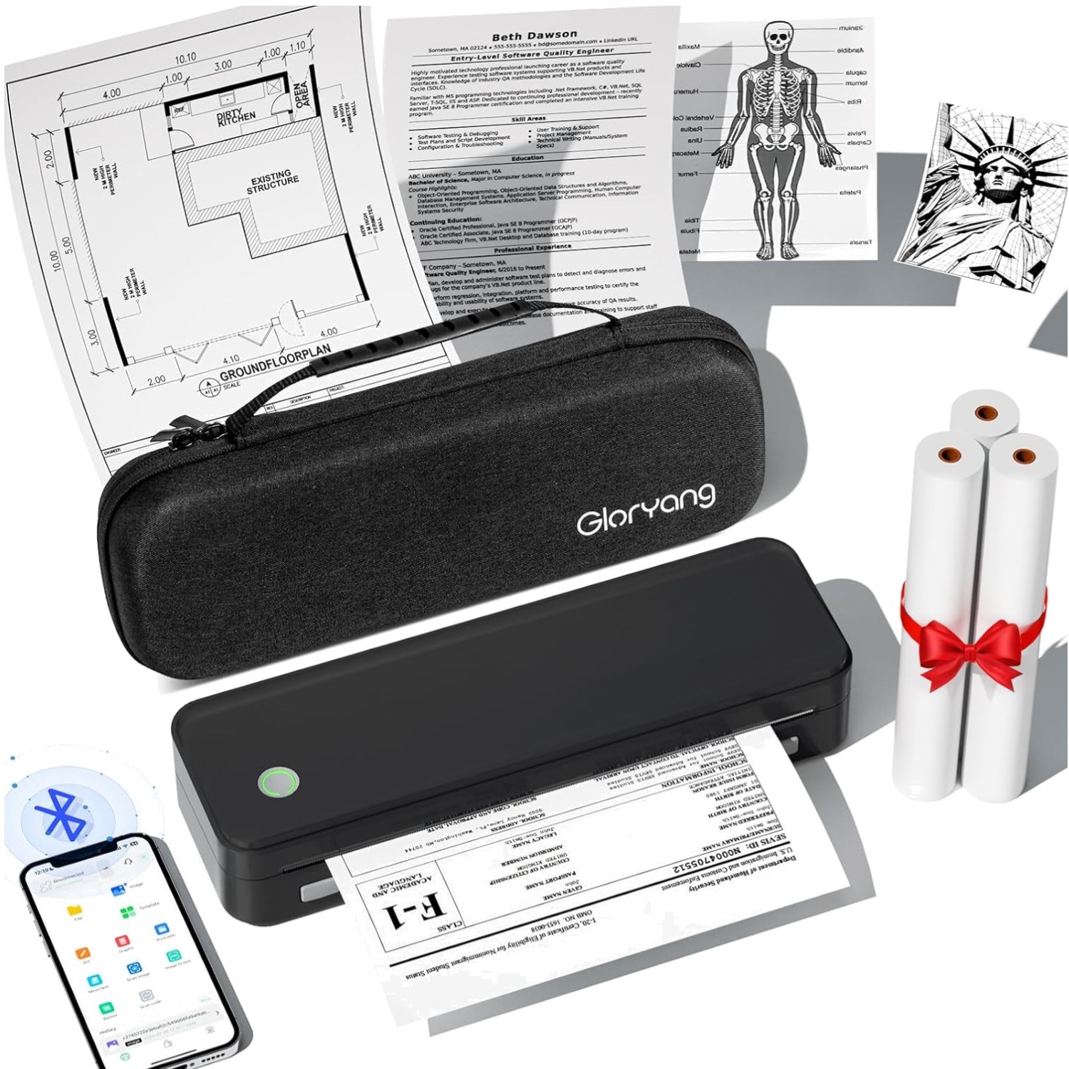 Travel-Friendly Inkless Printer with Bluetooth Connectivity