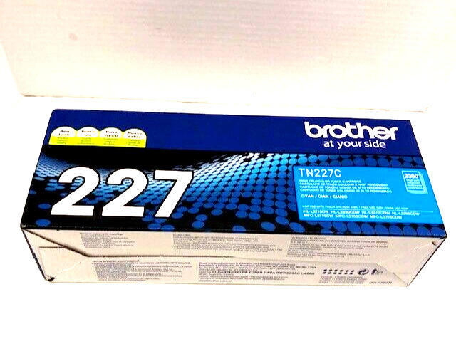 Brother TN-227C Cyan Toner Cartridge High Yield Genuine TN227C - WEIGHS FULL