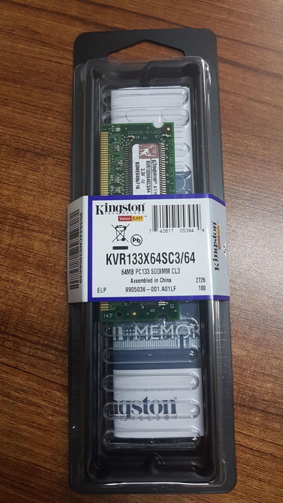 LOT OF 6 PCS. KINGSTON KVR133X64SC3/64 64MB 133MHz Non-ECC CL3 SODIMM