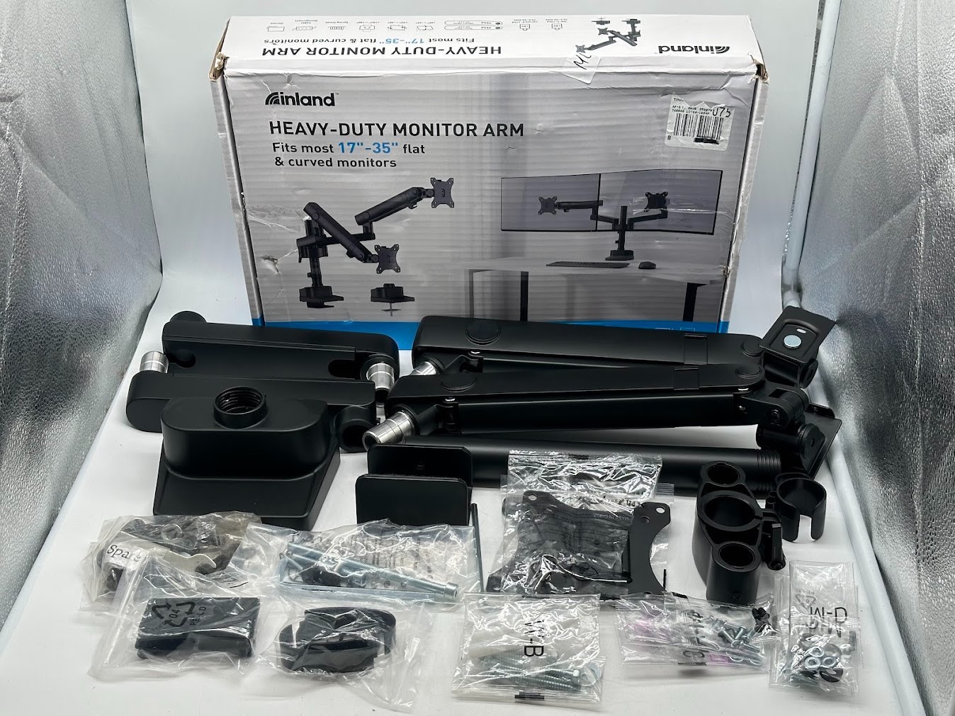 Inland Dual Screen Slim Heavy-Duty Mechanical Spring Monitor Arm