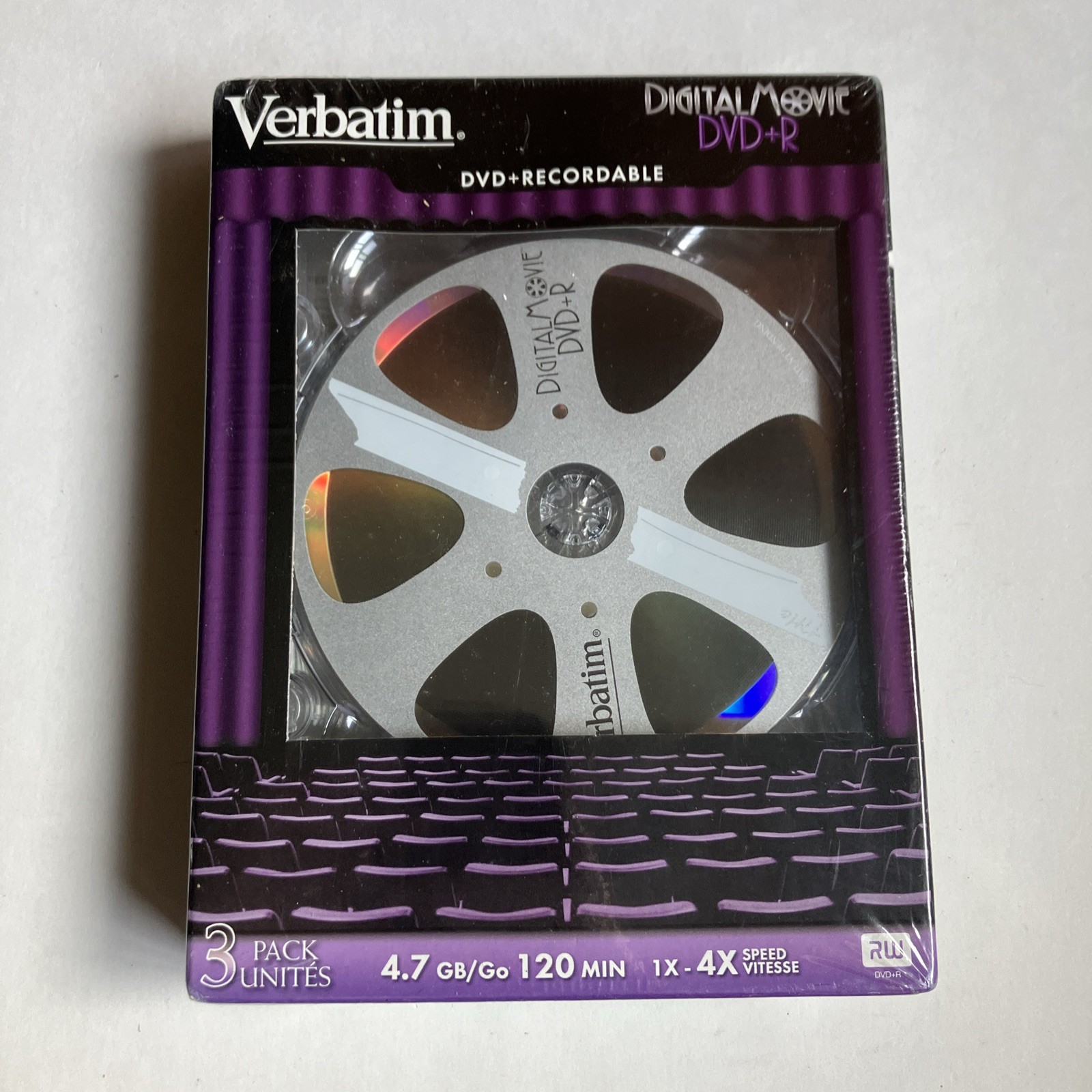 NEW VERBATIM 3-Pack of DVD-R 4X 4.7GB DIGITAL MOVIE 120 Minute DVDs BLANK REELS
