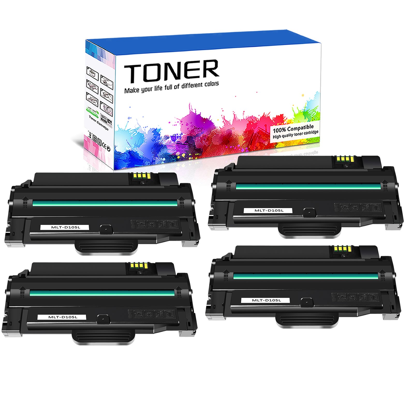 4PK MLT-D105L 105L Toner for Samsung ML-2525W ML-2580n SCX-4600 SCX-4623F Black