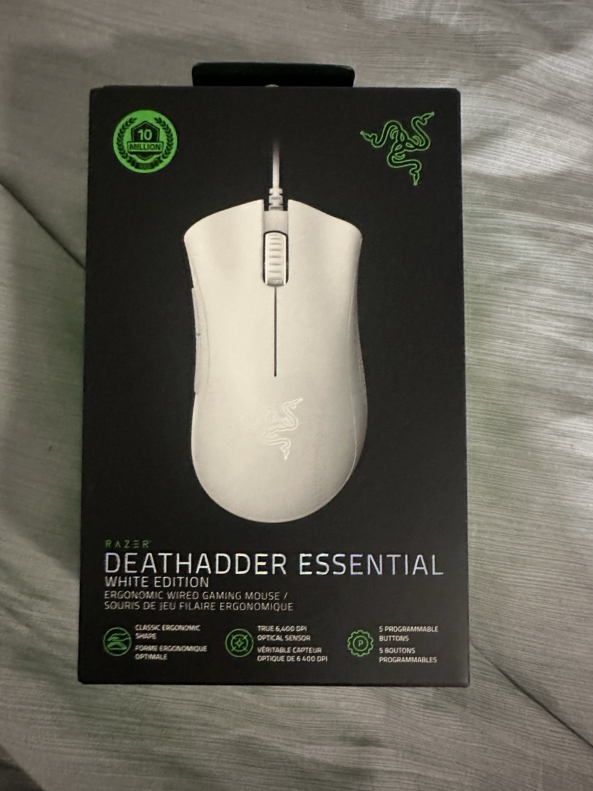 Razer DeathAdder Essential Gaming Mouse 6400 DPI Optical Sensor 5 White B1