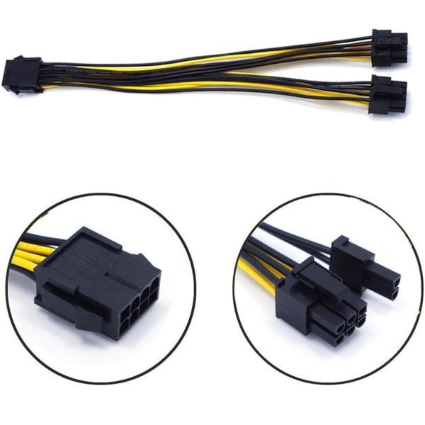 8 Pin female to dual 8 Pin (6+2) PCLe Y-cable GPU to GPU