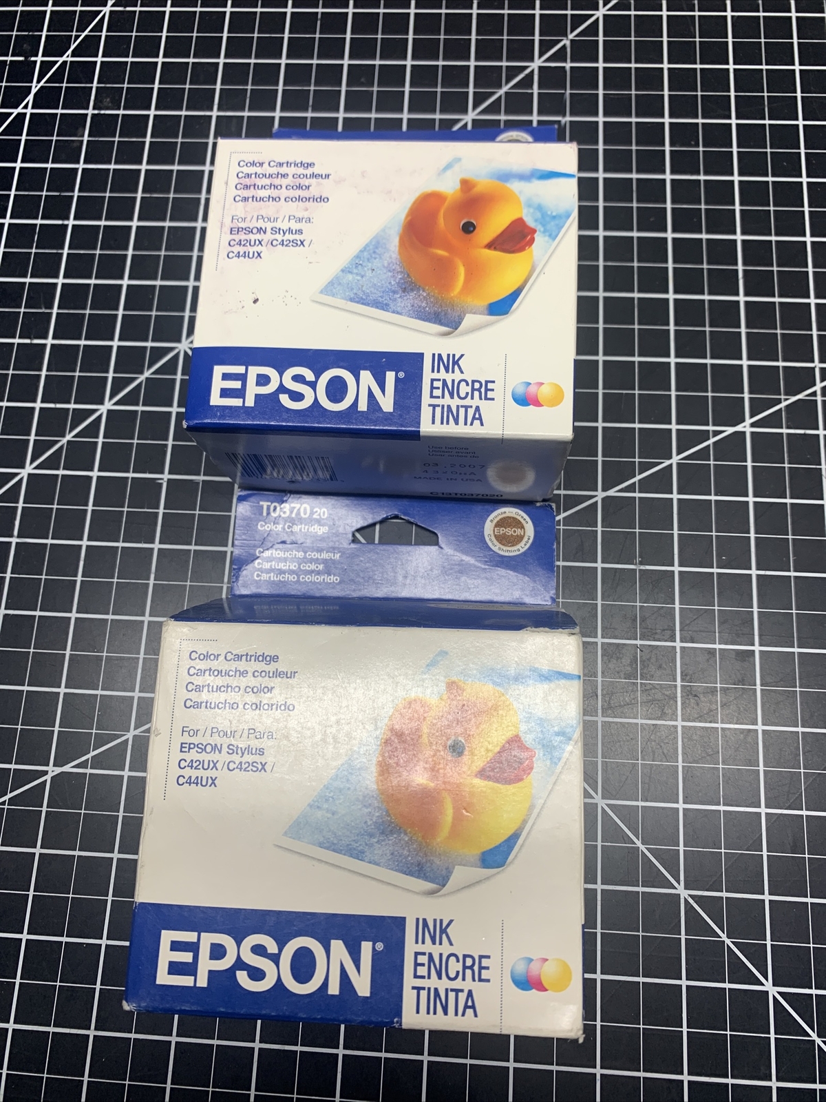 2x Genuine Epson T037 20 Ink Color Cartridge Stylus C42UX C42SX C44UX Sealed