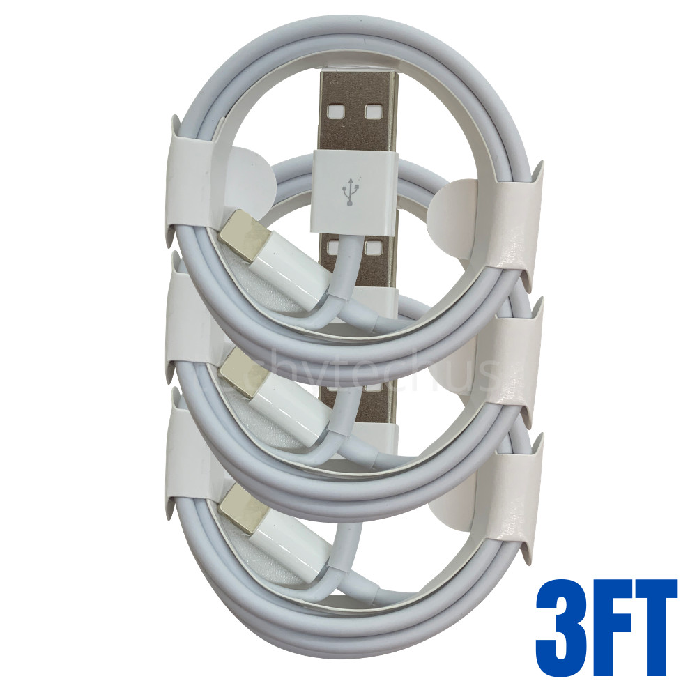 3 Pack 3/6Ft USB Fast Charging Cord Lot For iPhone 13 12 11 XR 8 7 Charger Cable