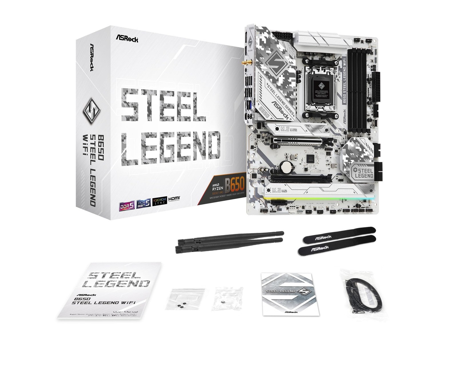ASRock B650 Steel Legend WiFi 6E AMD Socket AM5 Ryzen 9000 8000 and 7000 Seri...