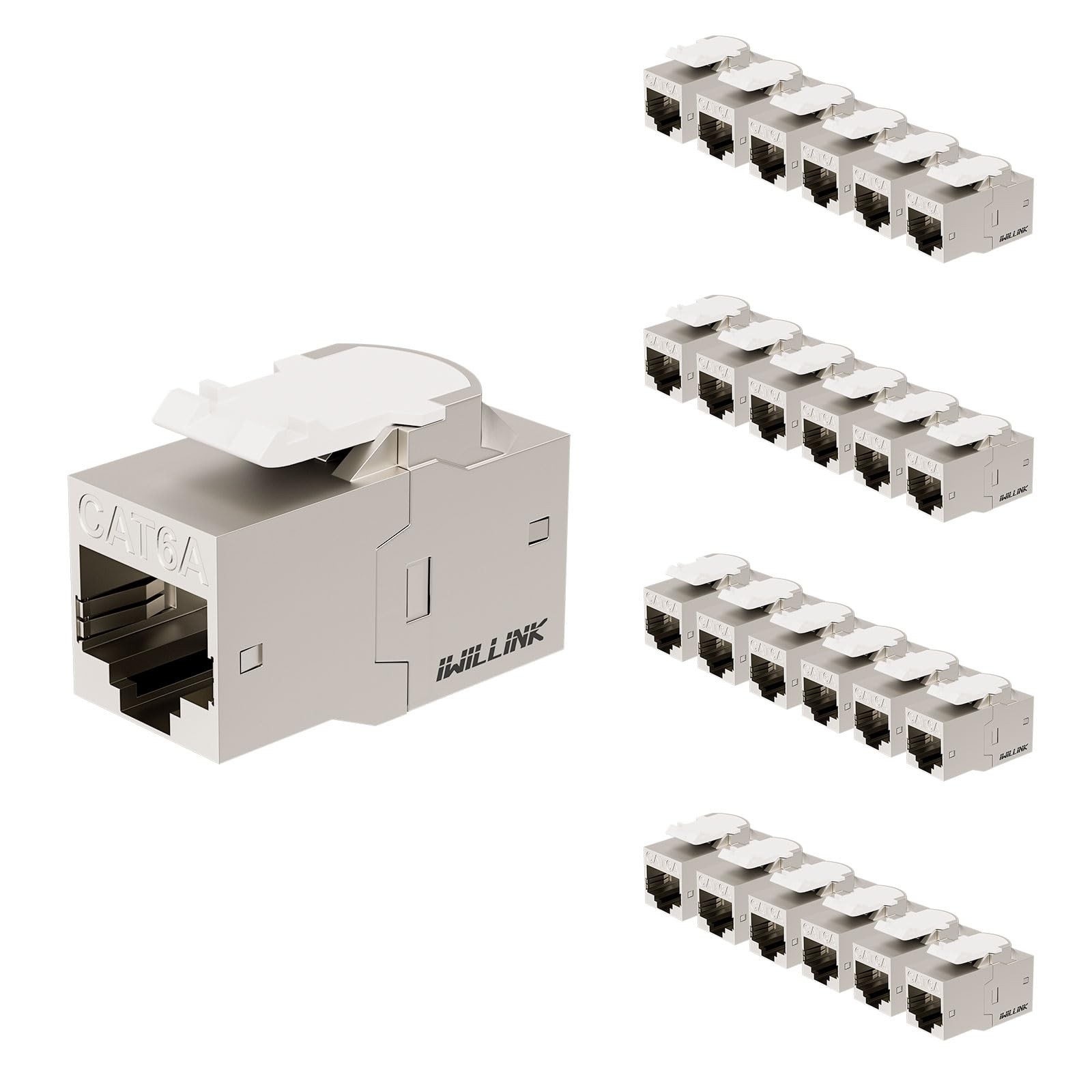 25 PCS 10Gbps Cat6A Shielded Keystone RJ45 Coupler Network Ethernet Adapter