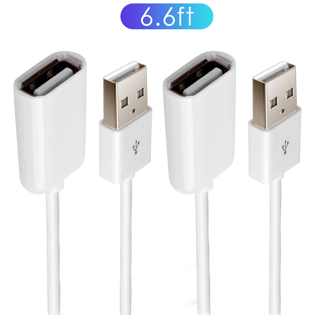 2-PACK High-Speed USB to USB Extension Cable USB 3.0 Adapter Extender Cord 6.6FT