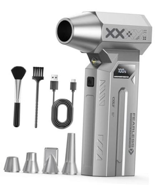 Compressed Air Duster-280000 RPM Super Powerful Electric Air Duster,4-Gear Grey