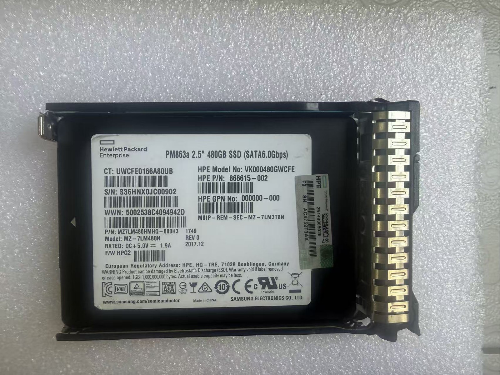 NEW HPE/Samsung 2.5" 480GB SATA 6G G10 Server SSD Replace P04560-B21 P05320-001