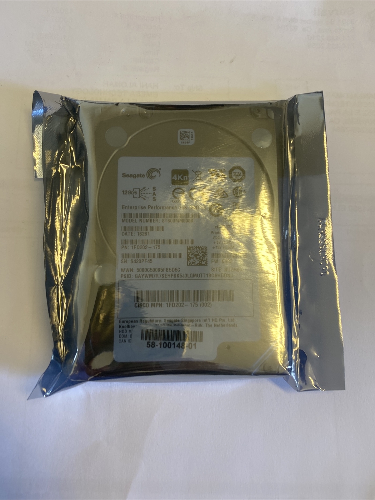 Seagate Cisco 600GB 10K SAS 12G 4Kn 2.5" ST600MM0008 1FD202-175 (003)FW:K002 HDD