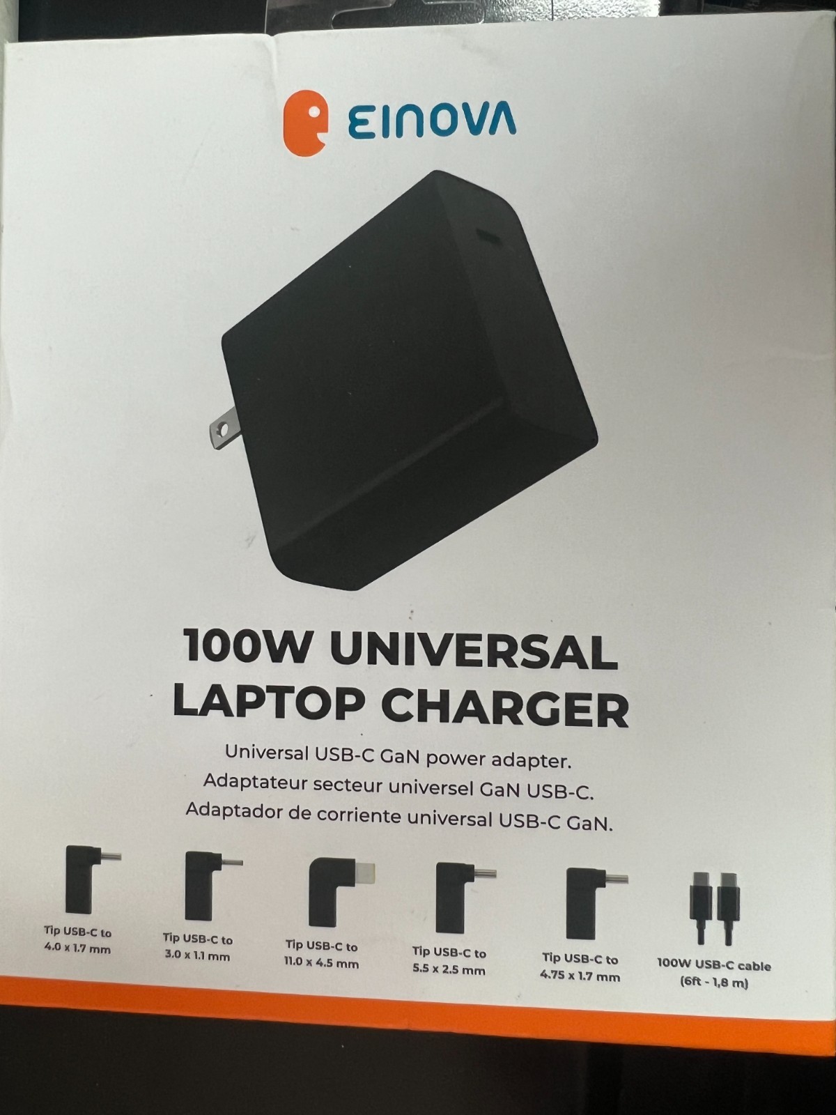 Einova 100W Universal Laptop Charger-USB-C GaN Power Adapter 1418
