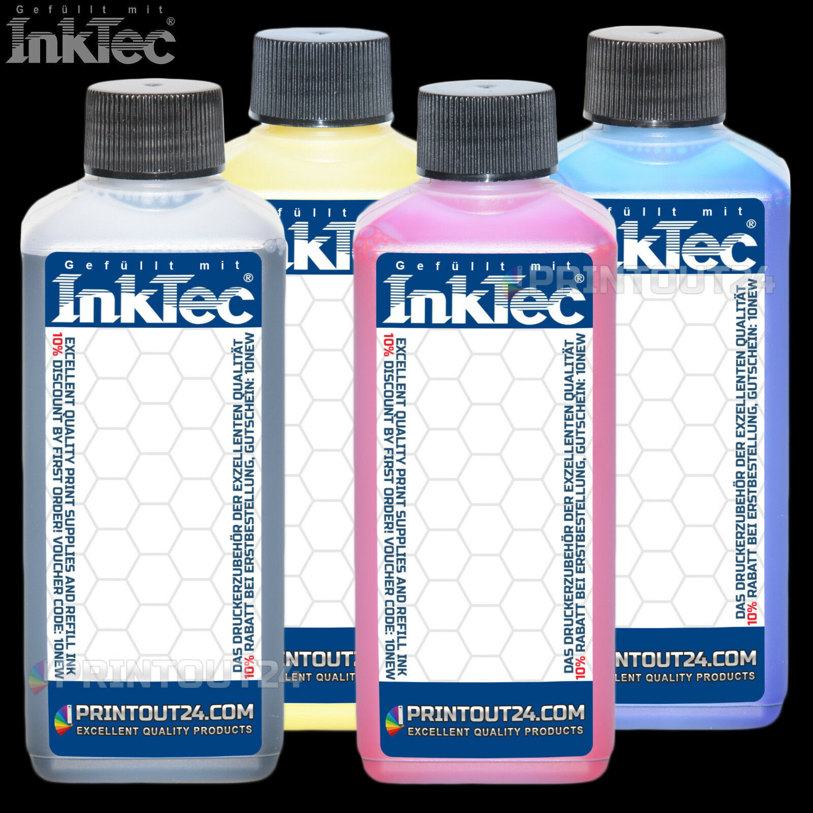 4X250Ml InkTec® Ink CISS Hose System Fill In Ink For HP 950XL 951XL