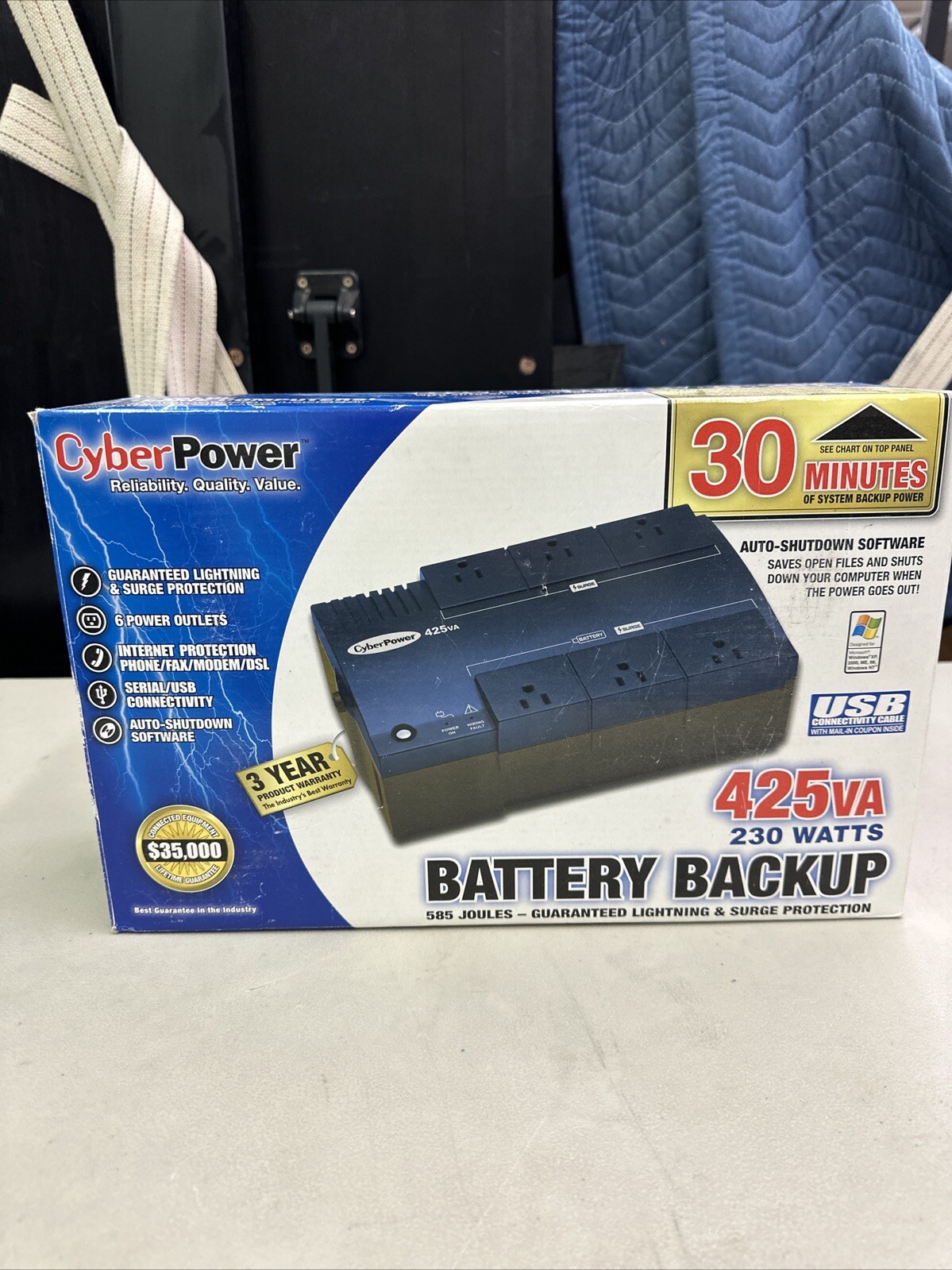 CyberPower ST425 425VA 230W 6 Outlets USB Connectivity Cable
