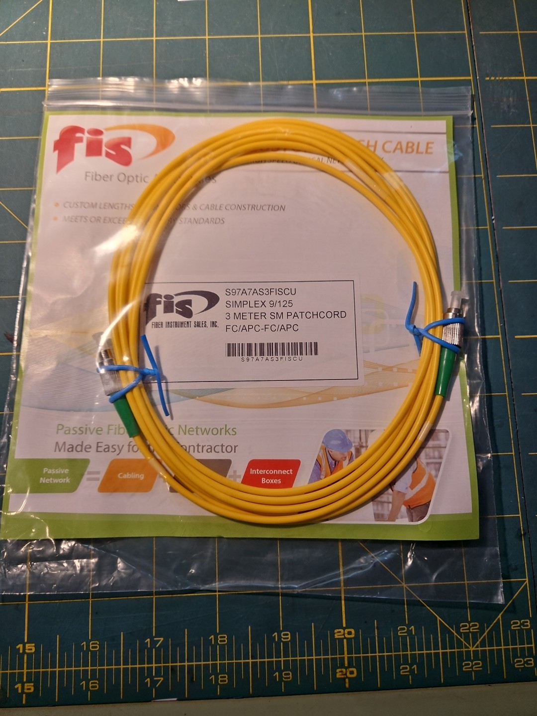 FIBER OPTIC JUMPER,SINGLE MODE, 3 METER, FC/APC-FC/APC