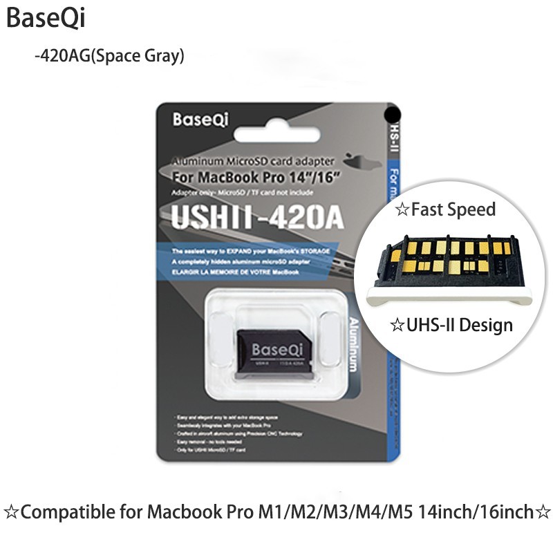Baseqi For Macbook Pro 14inch 16inch M1/M2/M3/M4/M5 Micro SD Card Adapter 420AG