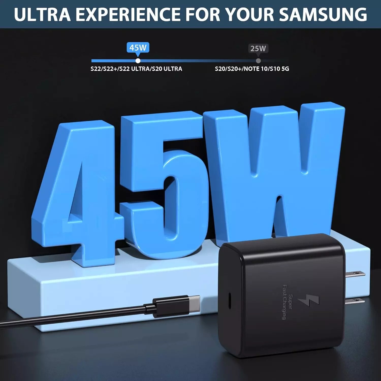 45W Super Fast Charger USB C, 45 Watt Type-C Android Phone Charger Fast Charg