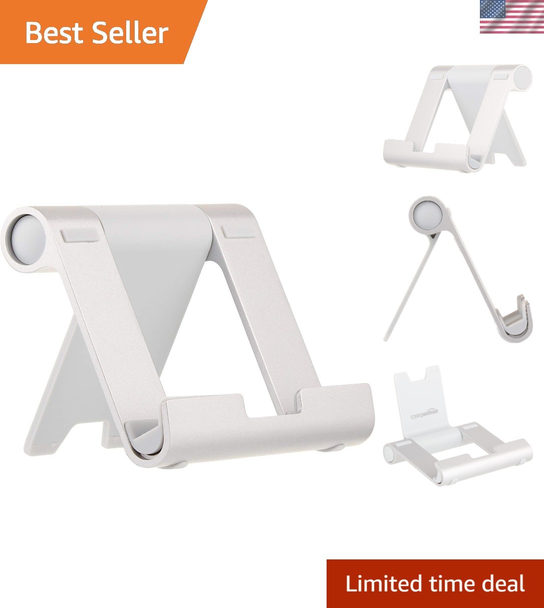 Luxurious Multi-Angle Portable Stand for Tablets and Phones - Silver Edition