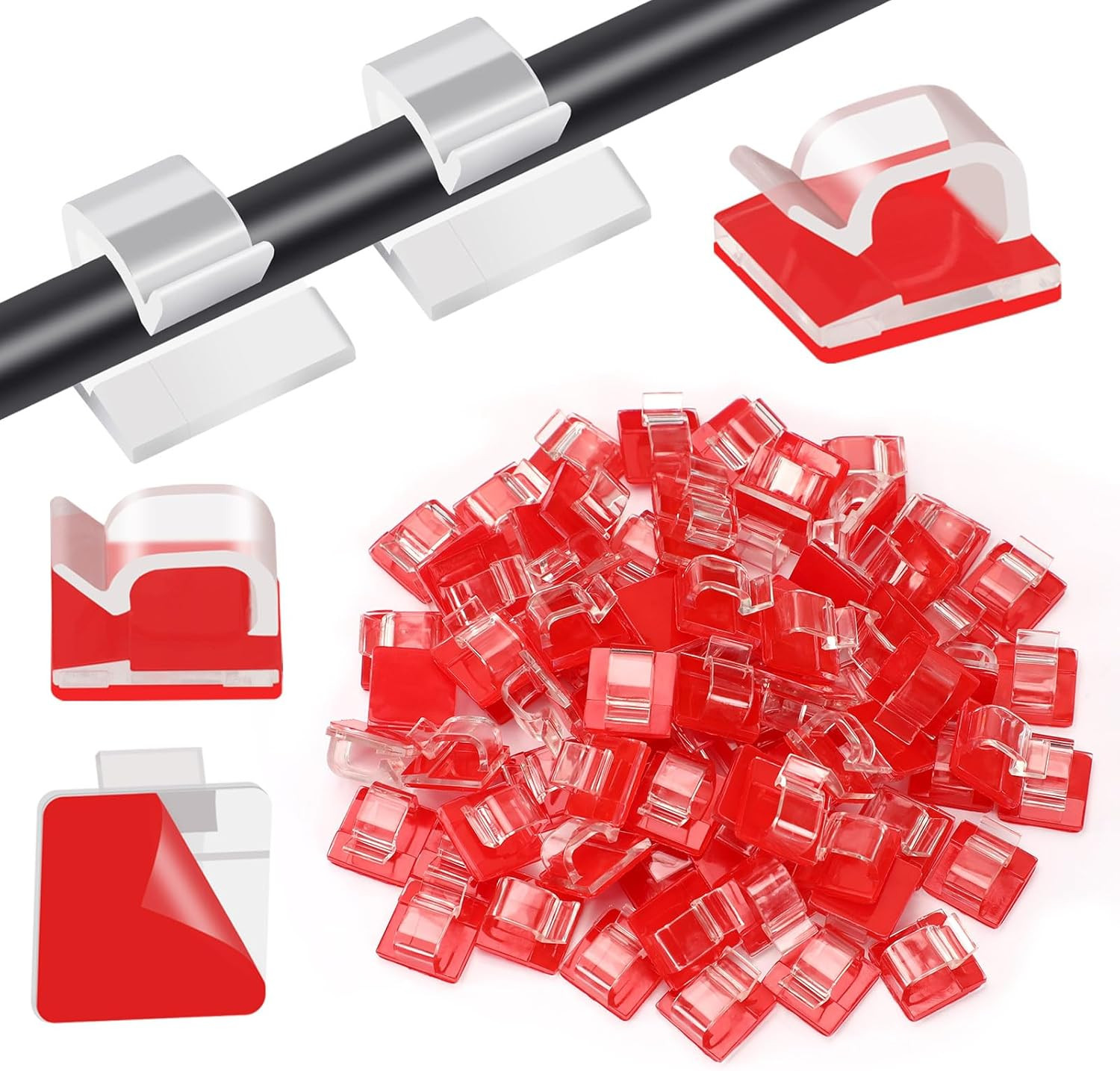 80PCS Adhesive Cable Clips Clear Light Strip Mounting Clips