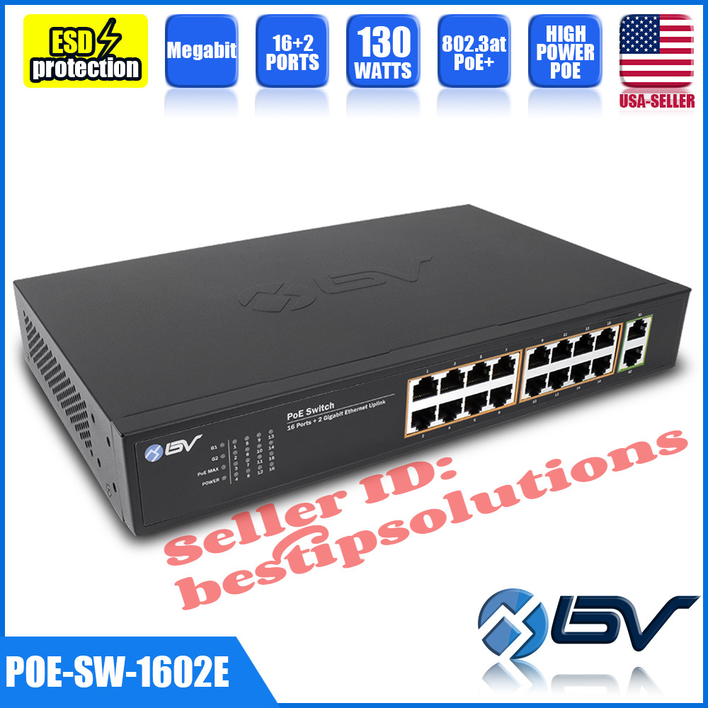 BV-Tech SW-1602 18Ports PoE+ Switch (16 PoE+ Ports | 2 Gigabit Ethernet uplink)