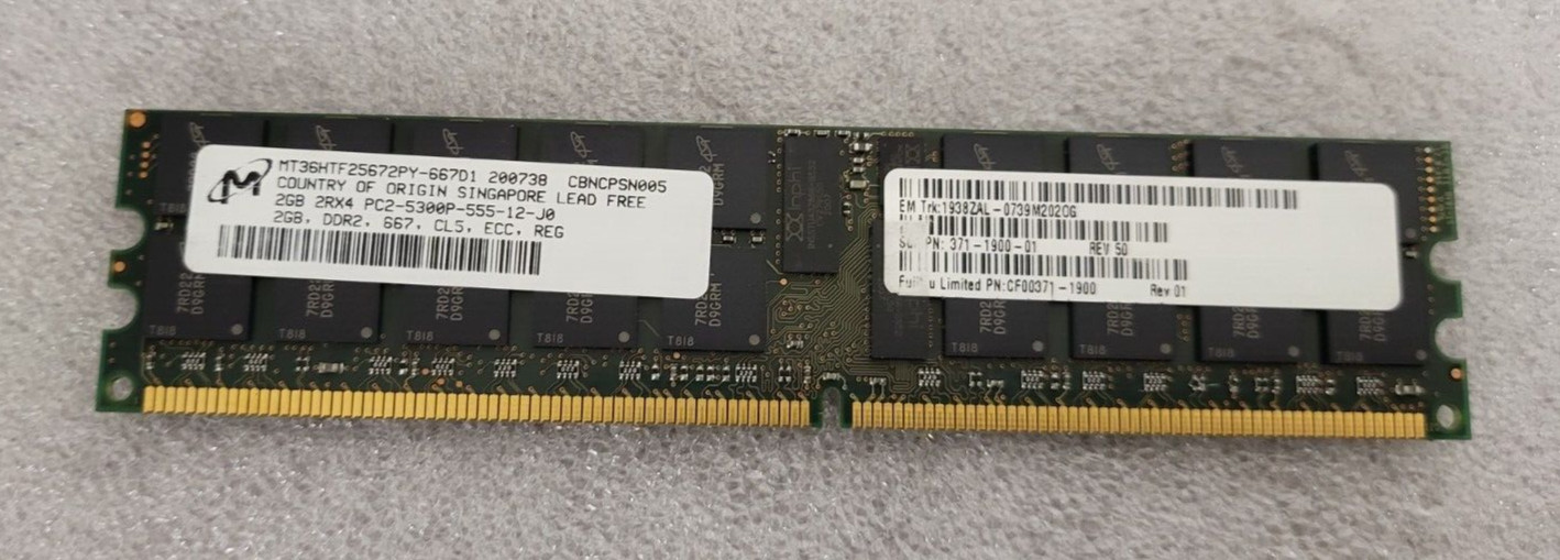 Micron Server RAM: 2GB PC2-5300P-555-12-J2, MT36HTF25672PY-667D1 DDR2 371-1900