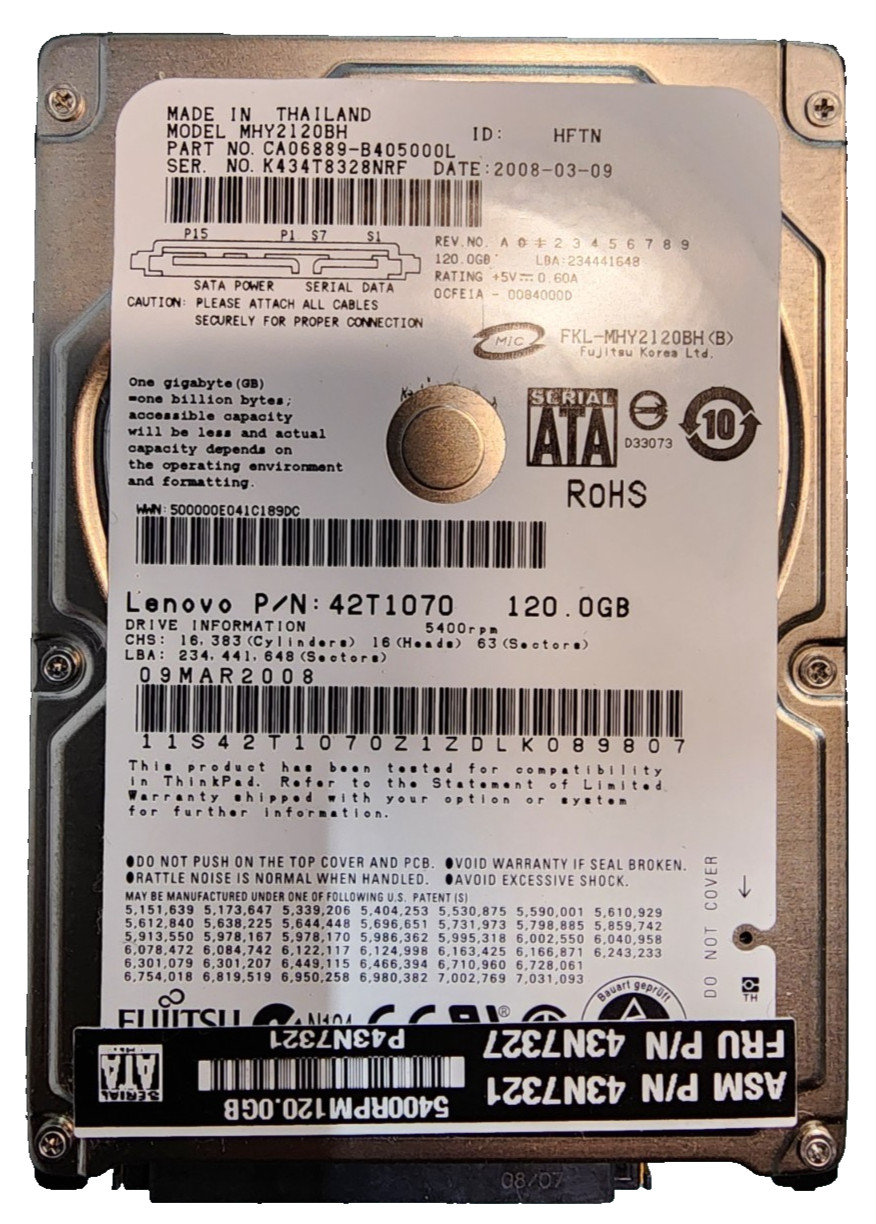 Fujitsu Mobile 120GB Internal 5400RPM 2.5" (MHY2120BH) Laptop HDD