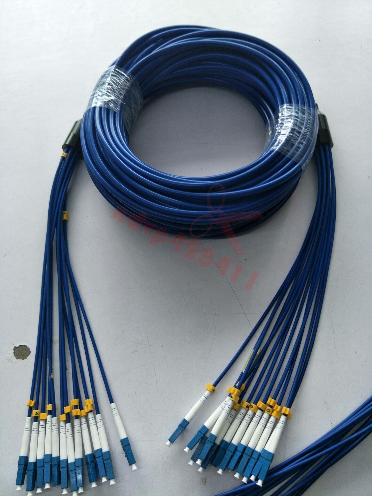 50M Indoor Armored Fiber Cable LC-LC 12 Strand SM 9/125 Fiber Optical Patch Cord