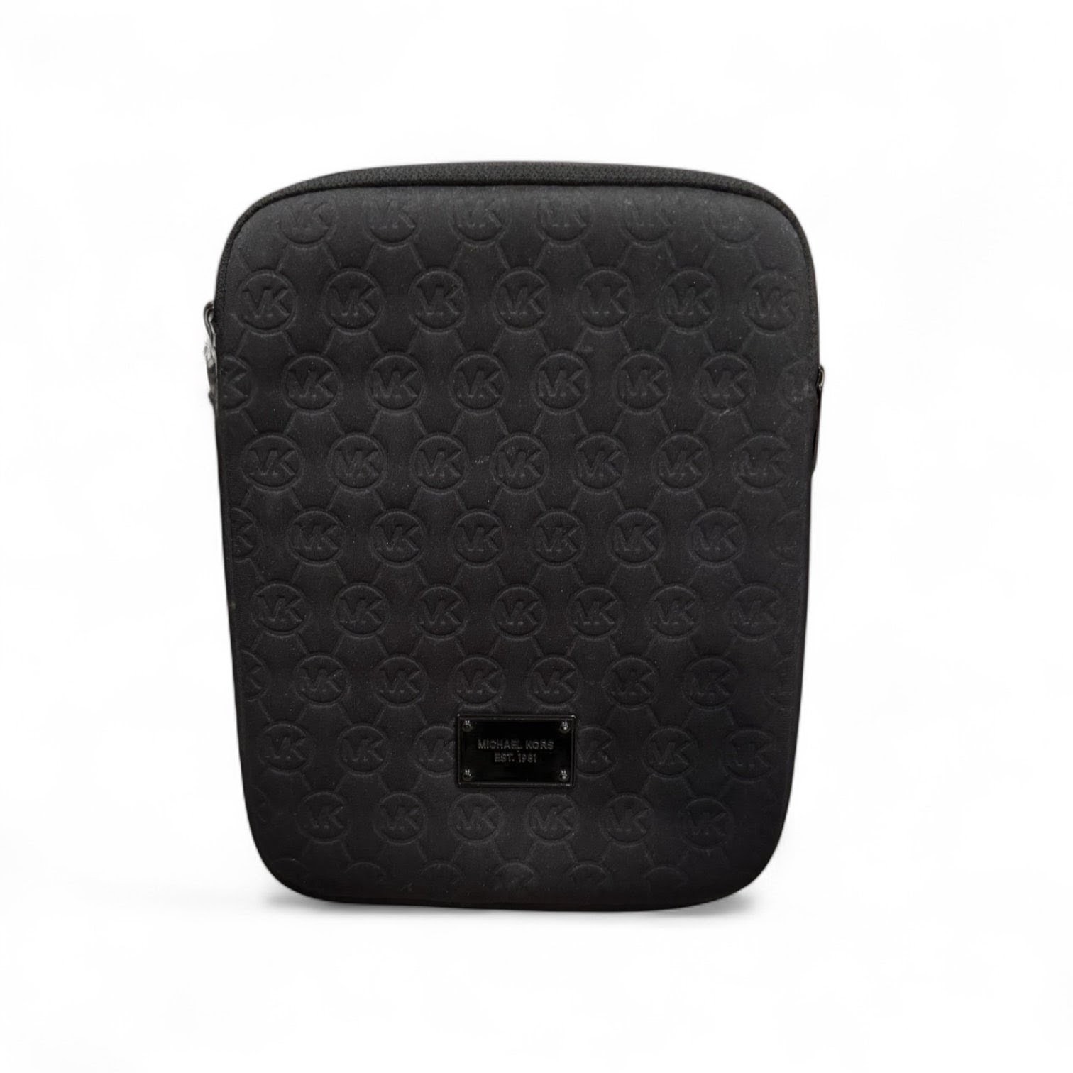 Michael Kors Monogram MK iPad Tablet Case Black Neoprene Padded Size 8.5" x 10"