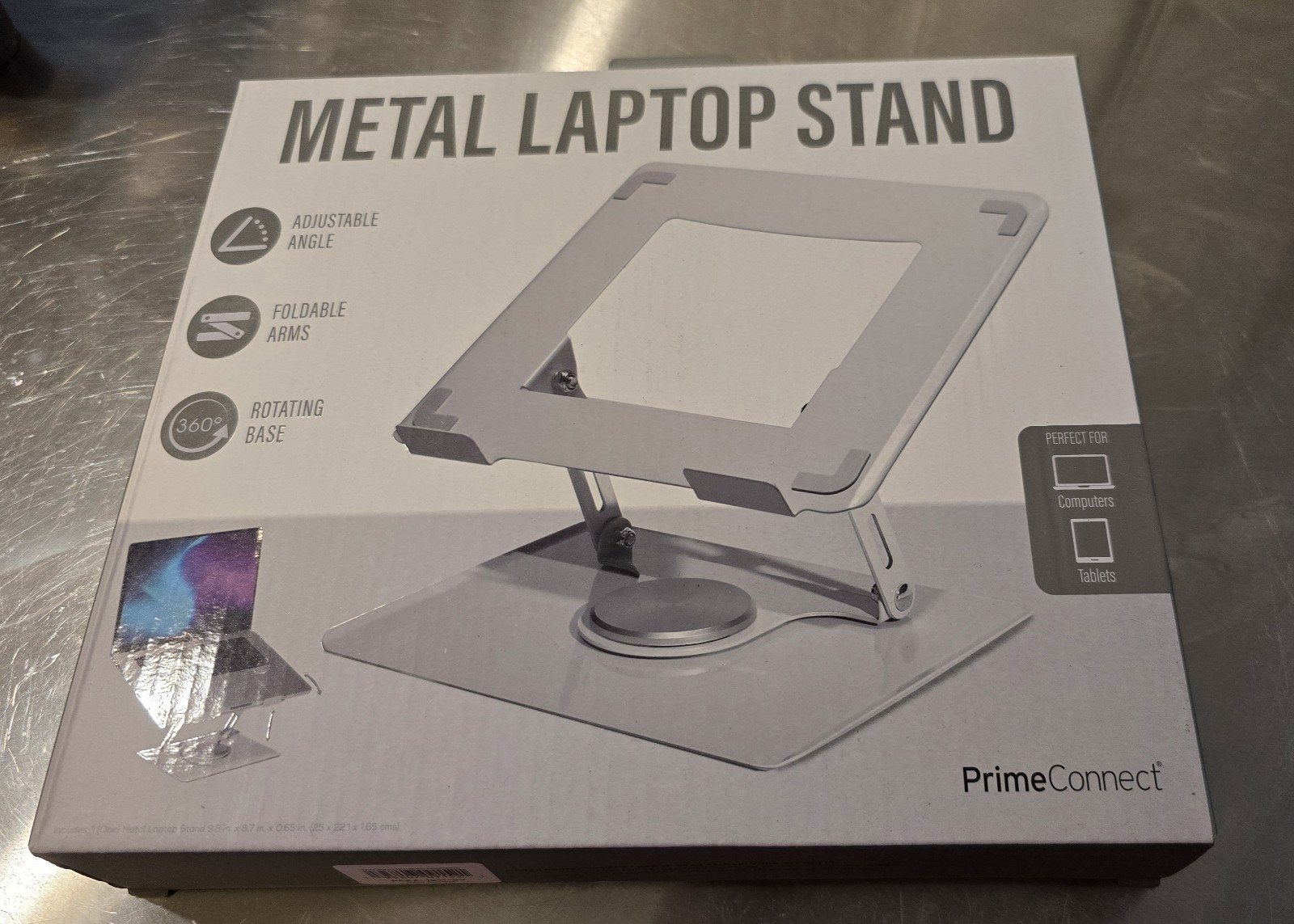 PrimeConnect Metal Laptop Stand 360° Rotating Adjustable Foldable Tablet Holder