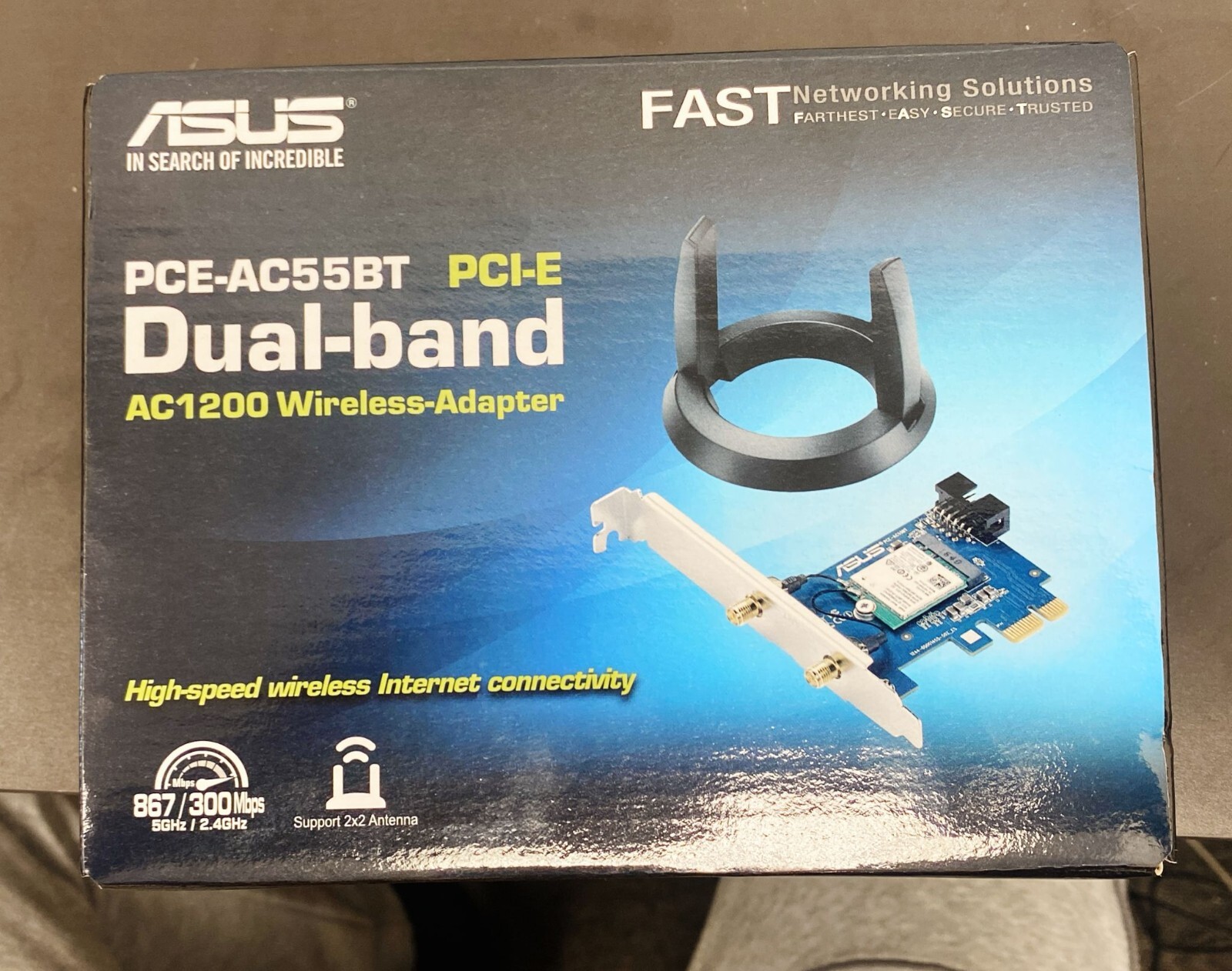 ASUS PCE-AC55BT B1 Dual Band AC1200 Bluetooth 4.2 Wireless Network PCIe Adaptor
