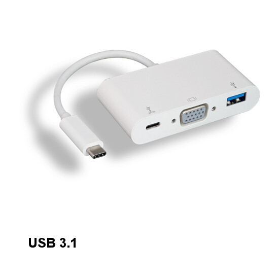 Kentek USB 3.1 Type C to USB 3.0 A/C/VGA HD15 Combo Adapter TV Laptop SmartPhone
