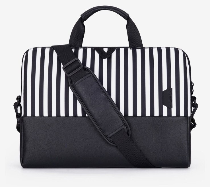 NWT Bagsmart 15.6 Inch Laptop Case Slim Computer Bag Black White Stripe