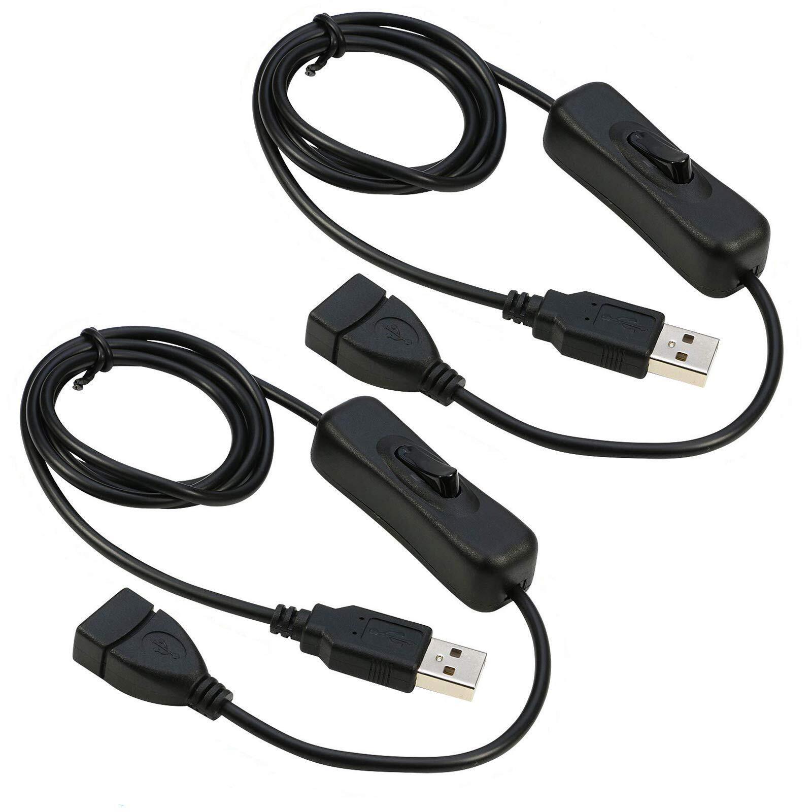 Dfsucces USB Extension Cable 2Pcs with On/Off Switch USB Male to Female Cable